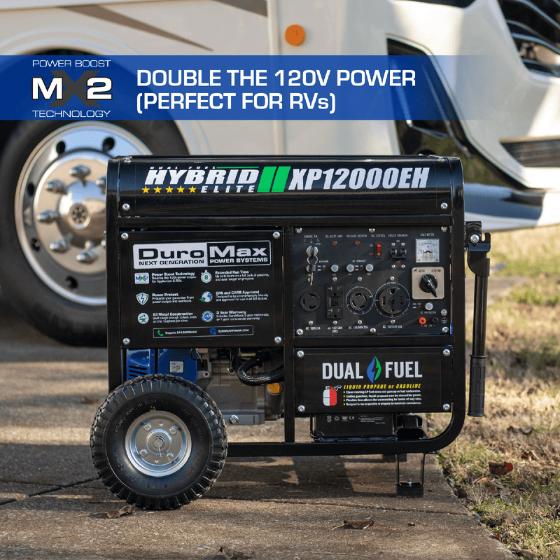 DuroMax 12,000 Watt Portable Dual Fuel Gas Propane Generator - XP12000EH